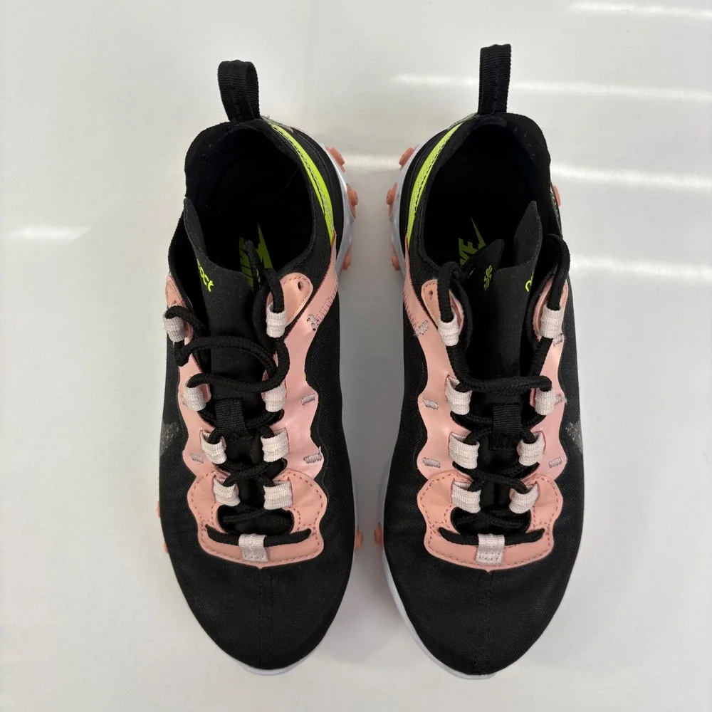 Nike React Element 55 Black‎ Volt Coral Stardust Sneakers CD6964-002 Womens 5